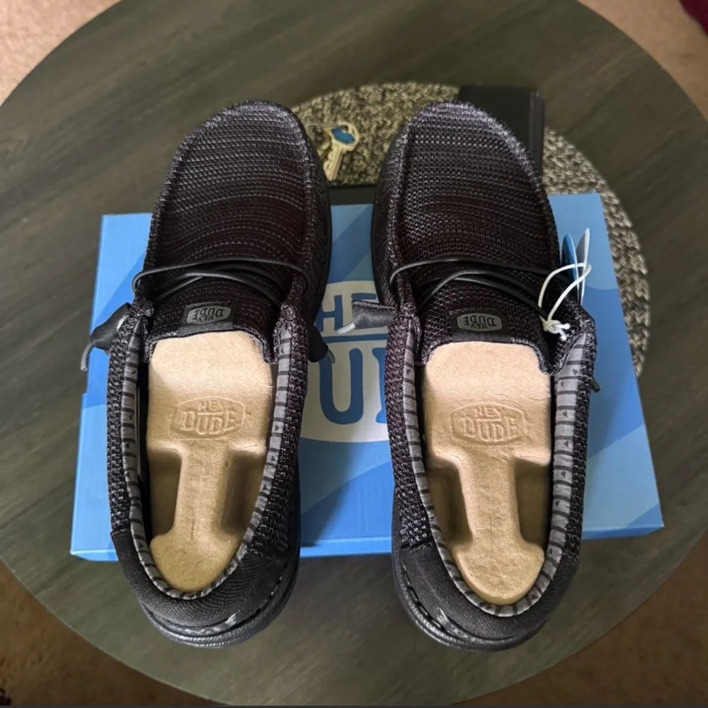 Hey Dude Slip-On Knit Shoe in Charcoal Black
